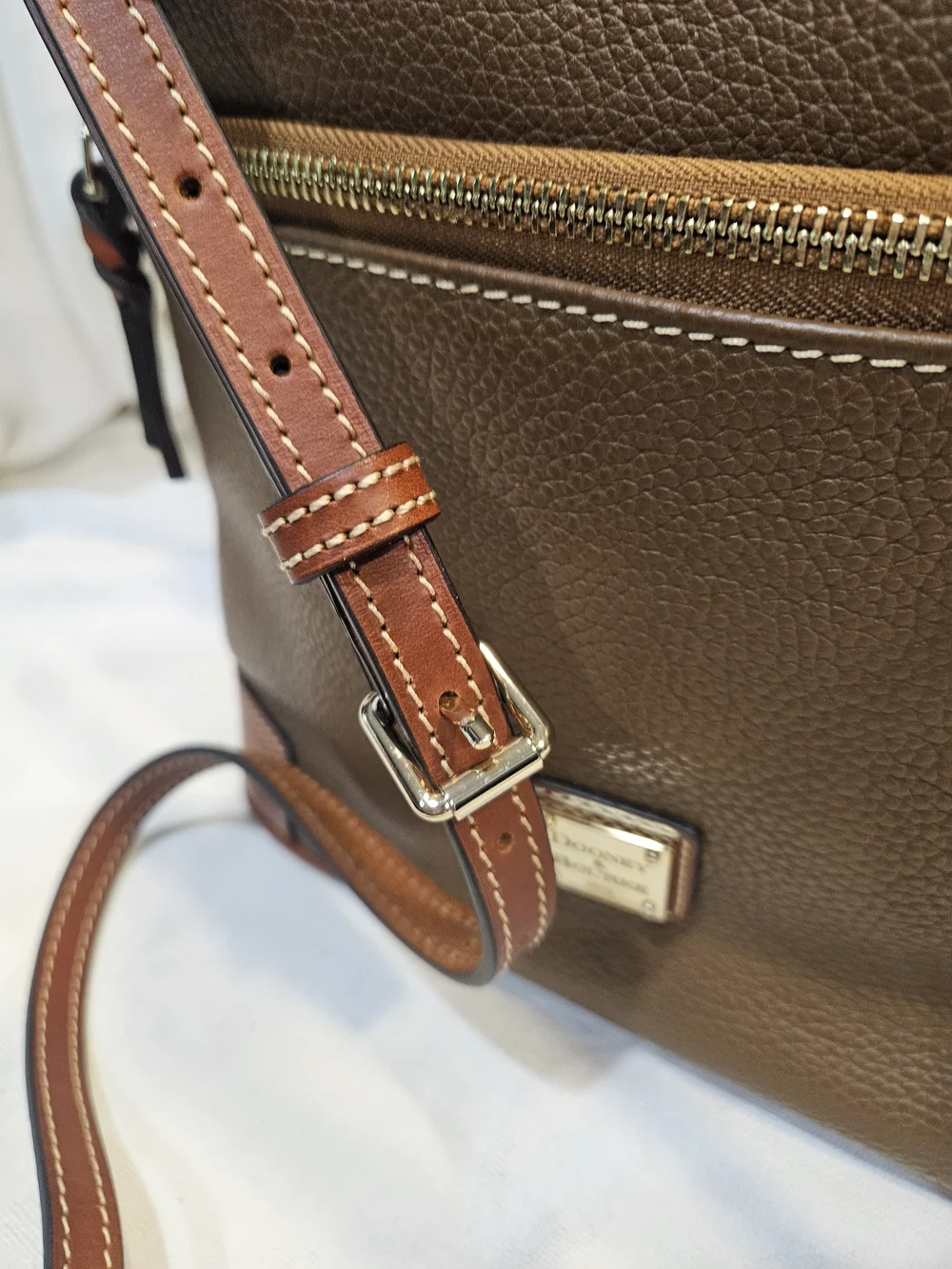 Dooney & Bourke Brown Pebble Leather Crossbody Bag